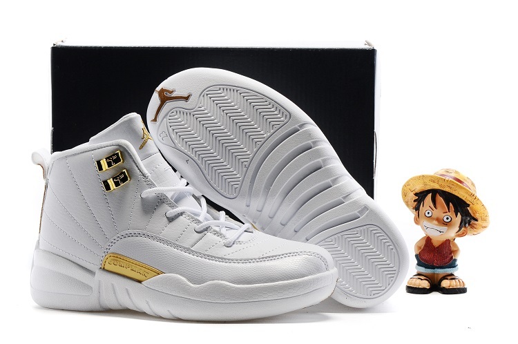 Air Jordan 12 OVO White Gold Shoes For Kids On Sale - Click Image to Close